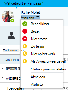 Opties voor aanwezigheidsstatus