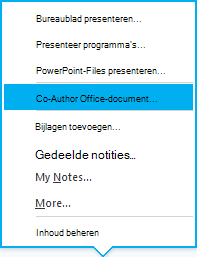 Cocreatie-optie in het menu Presenteren vanuit een chatberichtgesprek