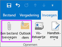 In het tabblad Bestand op Bestand toevoegen of E-mailitem klikken