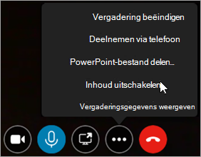 Voorbeeld van het in- of uitschakelen van vergaderinhoud