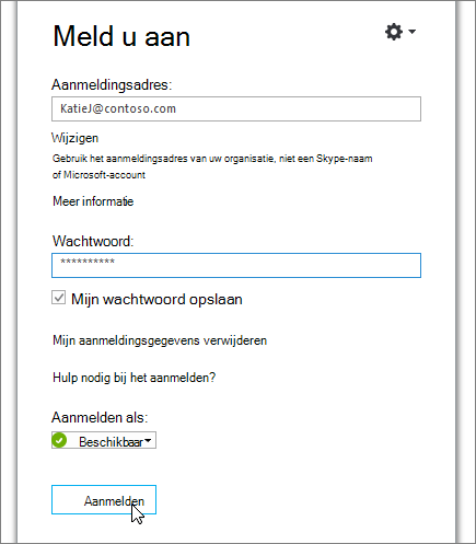 Een schermafbeelding voor het invoeren van uw wachtwoord op het Skype voor Bedrijven-aanmeldingsscherm.