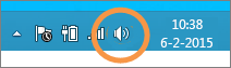 Focus op het pictogram voor luidsprekers in Windows dat op de taakbalk wordt weergegeven