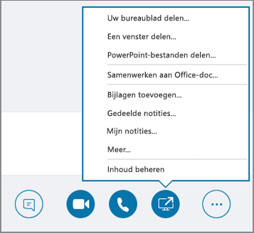 Schermafbeelding van het geopende menu Inhoud delen.