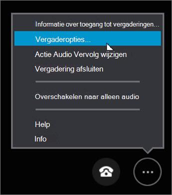 Klik op Meer opties > Vergaderopties...