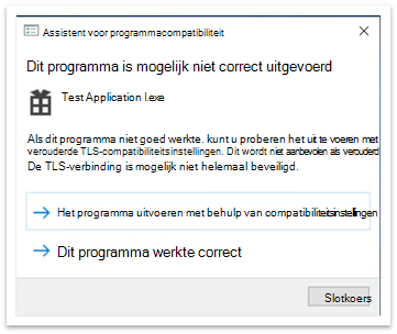 Pop-up van Program Compatibility Assistant na het sluiten van de toepassing