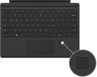 Vingerafdruklezer op Surface Pro 4 Type Cover met vingerafdruk-id