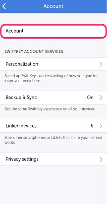 swiftKey-Account-geselecteerd