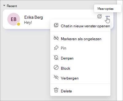 Schermopname van het menu Chatopties