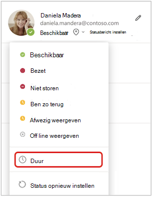 Duur in statusmenu