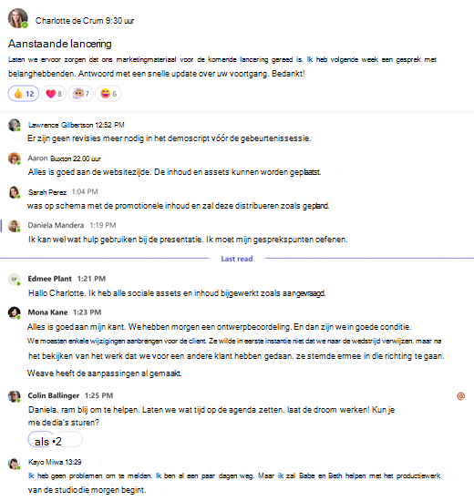 De volledige weergave van een kanaalgesprek