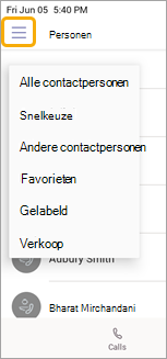 Menu Groepen bellen