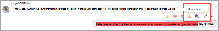 Selecteer meer reacties om emoji toe te voegen aan uw standaardreacties.