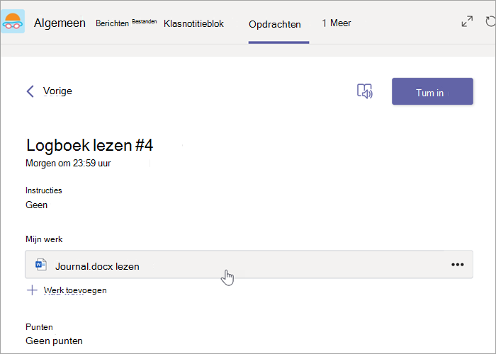 Selecteer het Word document in uw opdracht.