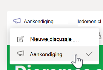 Kies Aankondiging.