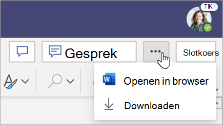 Selecteer het menu Meer opties naast de knop Sluiten.
