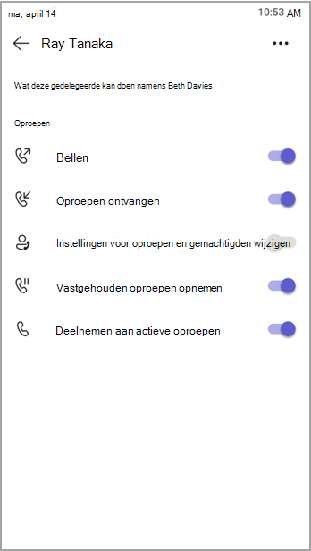 Machtigingen voor gemachtigden weergeven.
