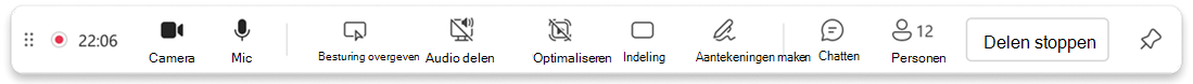 Schermopname van de werkbalk voor presentator.
