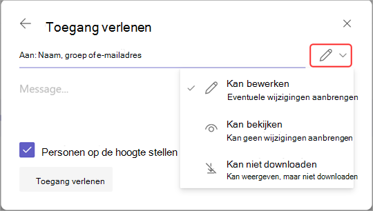 Afbeelding met pictogram Bewerken gemarkeerd om opnametoegang te beheren.