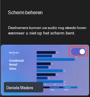 Schermopname van het delen van zichtbare inhoud tijdens een Microsoft Teams-gebeurtenis.