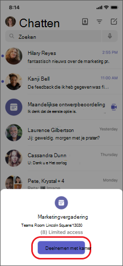 teams deelnemen met ruimte op iPhone