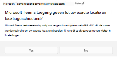 Dialoogvenster Toestemming van Teams-locatie