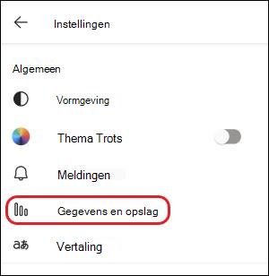 Instelling Teams-mobile-data en