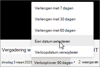Menu Verlooptijd opnemen