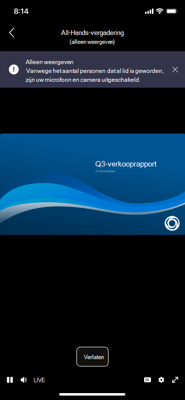 alleen-weergeven mobiel pre-joinscherm