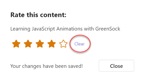 screenshot of Clear option to clear content ratings