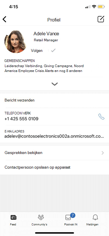Schermopname van instellingen voor mobiele profielen