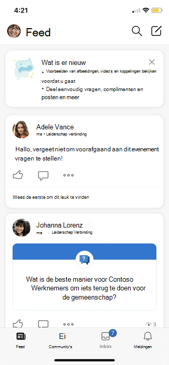 Mobiele feed weergeven