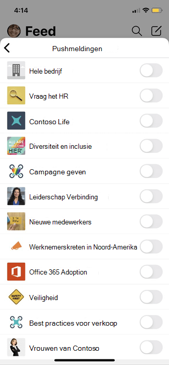 De instellingen voor uw mobiele profiel pushen