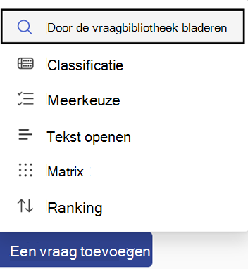 Knop en opties voor een vraag toevoegen