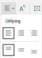 Het menu Tekst uitlijnen in Visio voor het web is geselecteerd.