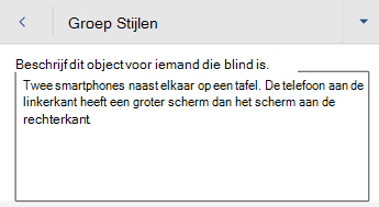 Dialoogvenster Alternatieve tekst in Word voor Android.