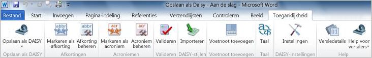 Opslaan als DAISY linttabblad voor Toegankelijkheid