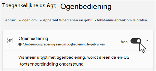 De sectie Ogenbediening van het venster Toegankelijkheidsinstellingen
