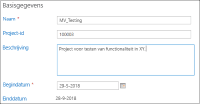 Projectbeschrijving in Project Online.