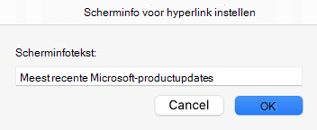 Schermtip voor hyperlink in Outlook