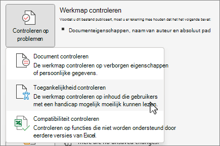 Controleren op problemen & menu-item Toegankelijkheid controleren