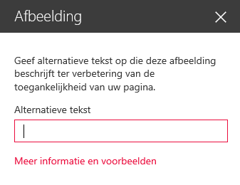 Schermafbeelding van het dialoogvenster Alternatieve tekst voor afbeelding in SharePoint.