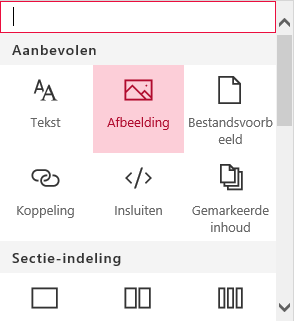 Schermafbeelding van het selecteren van het webonderdeel Afbeelding in SharePoint.