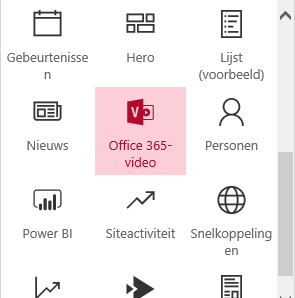 Schermafbeelding van de Office 365-menuknop Video in SharePoint.