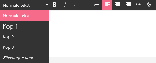 Schermafbeelding van het bewerkingsgebied van de Rich Text Editor in SharePoint.