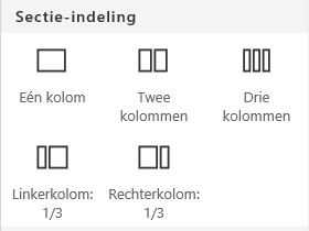 Schermafbeelding van het menu Sectie-indeling in SharePoint.