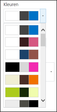 Schermafbeelding van het menu met kleurkeuzen op een nieuwe SharePoint-site