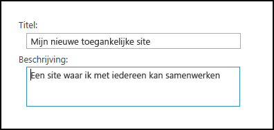 SharePoint Online-dialoogvenster voor de nieuwe sitetitel