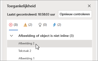 Een foutitem selecteren