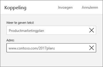 Opdracht Koppeling met de tekst die moet worden weergegeven en het adres