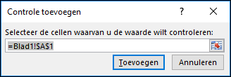 Voer in Controle toevoegen het te controleren celbereik in